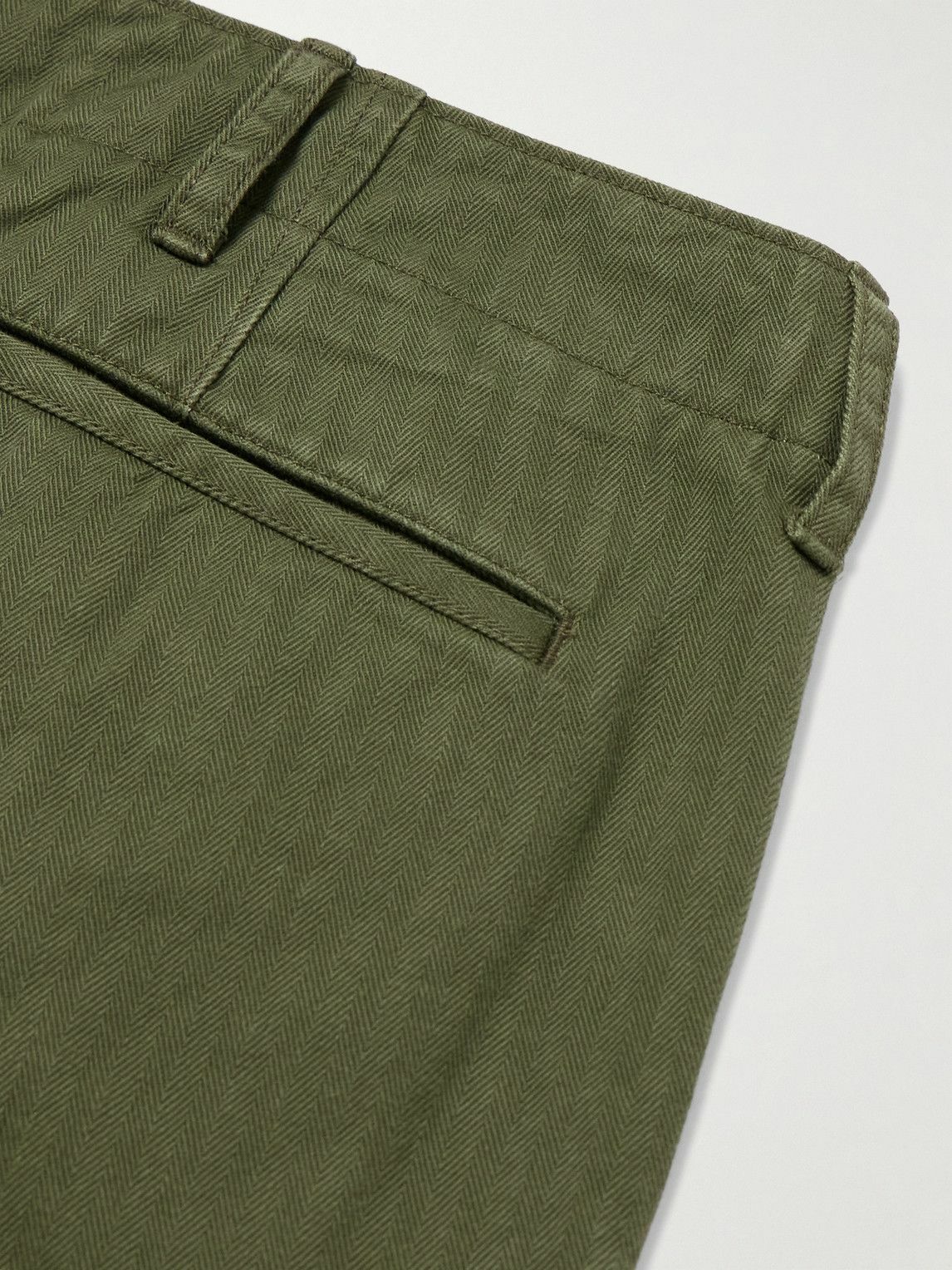 Beams Plus - Wide-Leg Herringbone Cotton-Twill Trousers