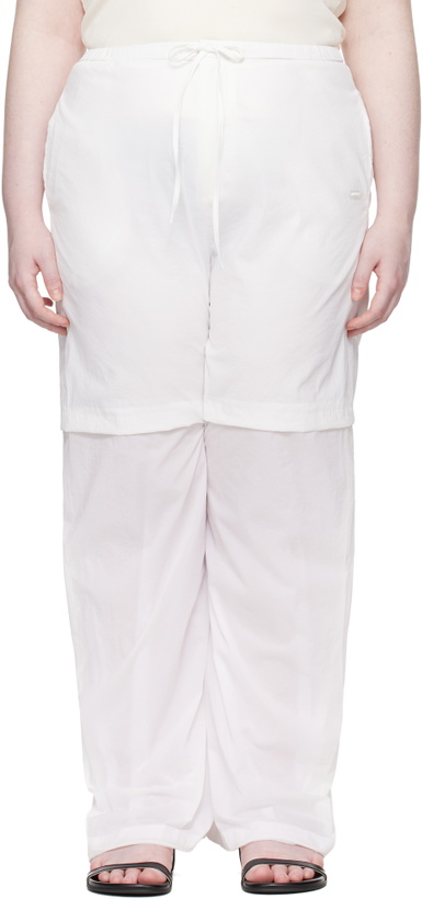 Photo: AMOMENTO White Nylon Layered Trousers