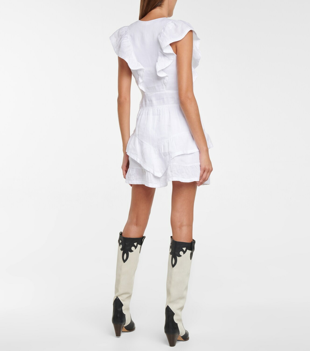 chinese dress ladies Isabel Marant Étoile // White Linen Ruffle Mini Dress – VSP Consignment main image 1