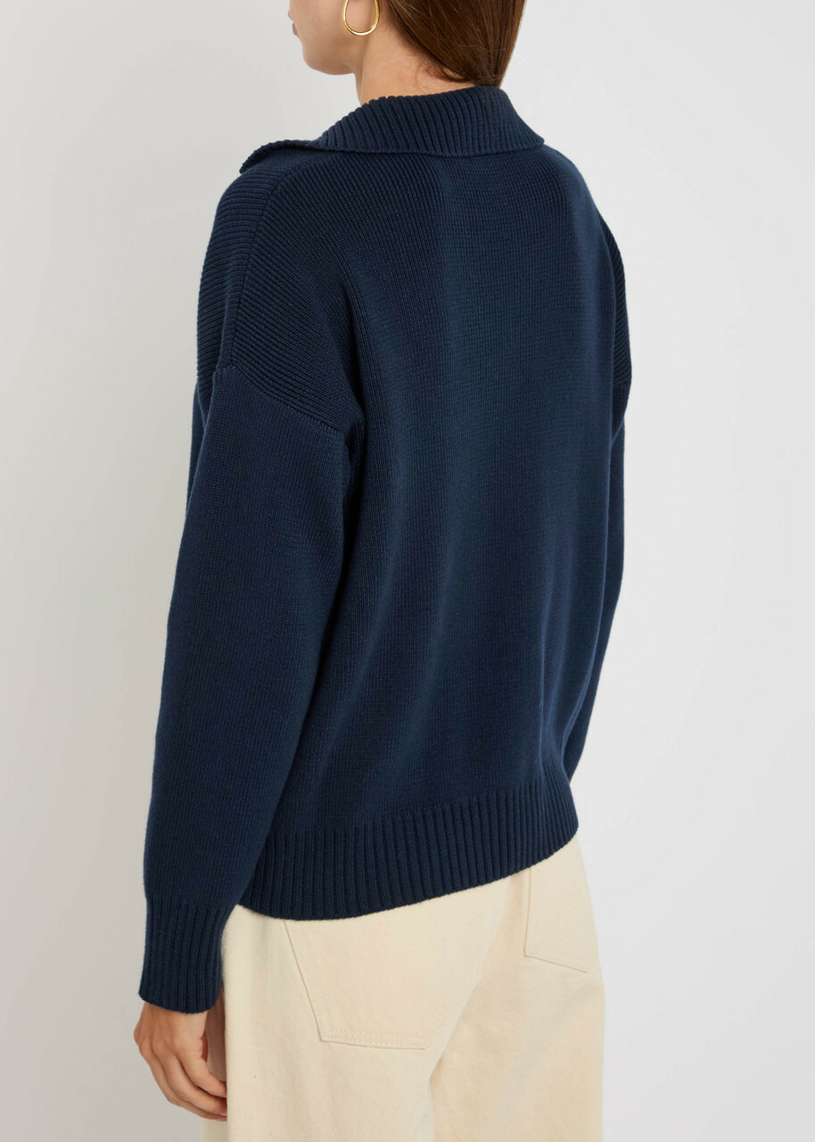 Weekend Max Mara Saloon Knitted Cotton Jumper Navy