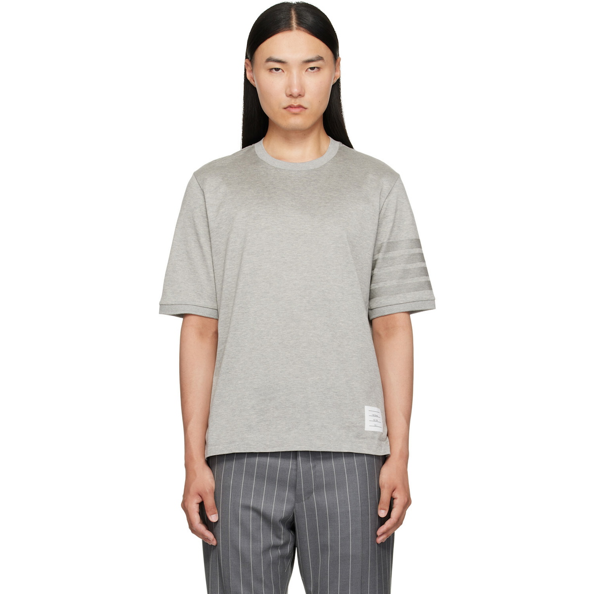 Thom Browne Gray Jersey Ottoman 4-Bar T-Shirt