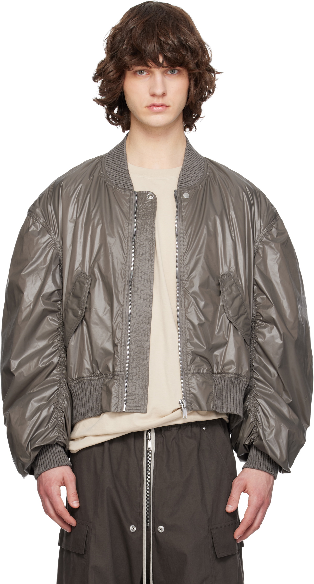 Rick Owens Black Bubble Batwing Flight Bomber Jacket Rick Owens