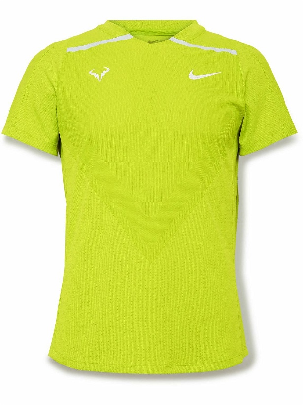 Photo: Nike Tennis - NikeCourt Rafa Slim-Fit Dri-FIT ADV Tennis T-Shirt - Yellow