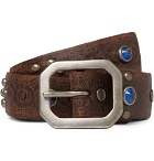 RRL - 3cm Rasco Embellished Leather Belt - Men - Dark brown