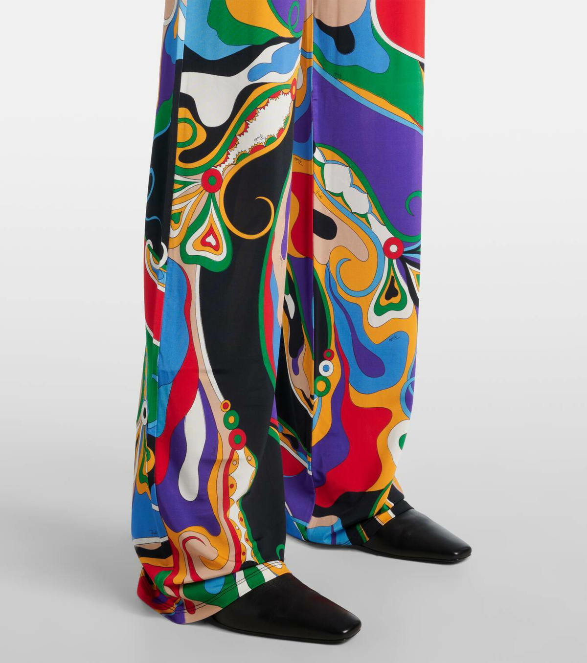 Pucci Orchidee jersey satin straight pants Emilio Pucci