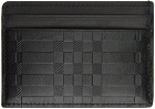 Burberry Black Leather Embossed Check Card Holder
