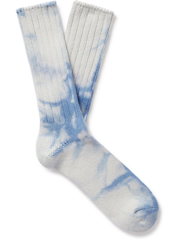Photo: Anonymous Ism - Tie-Dyed Cotton-Blend Socks - Blue
