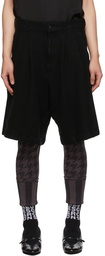 Comme des Garçons Homme Plus Black Wool Melton Pleated Shorts