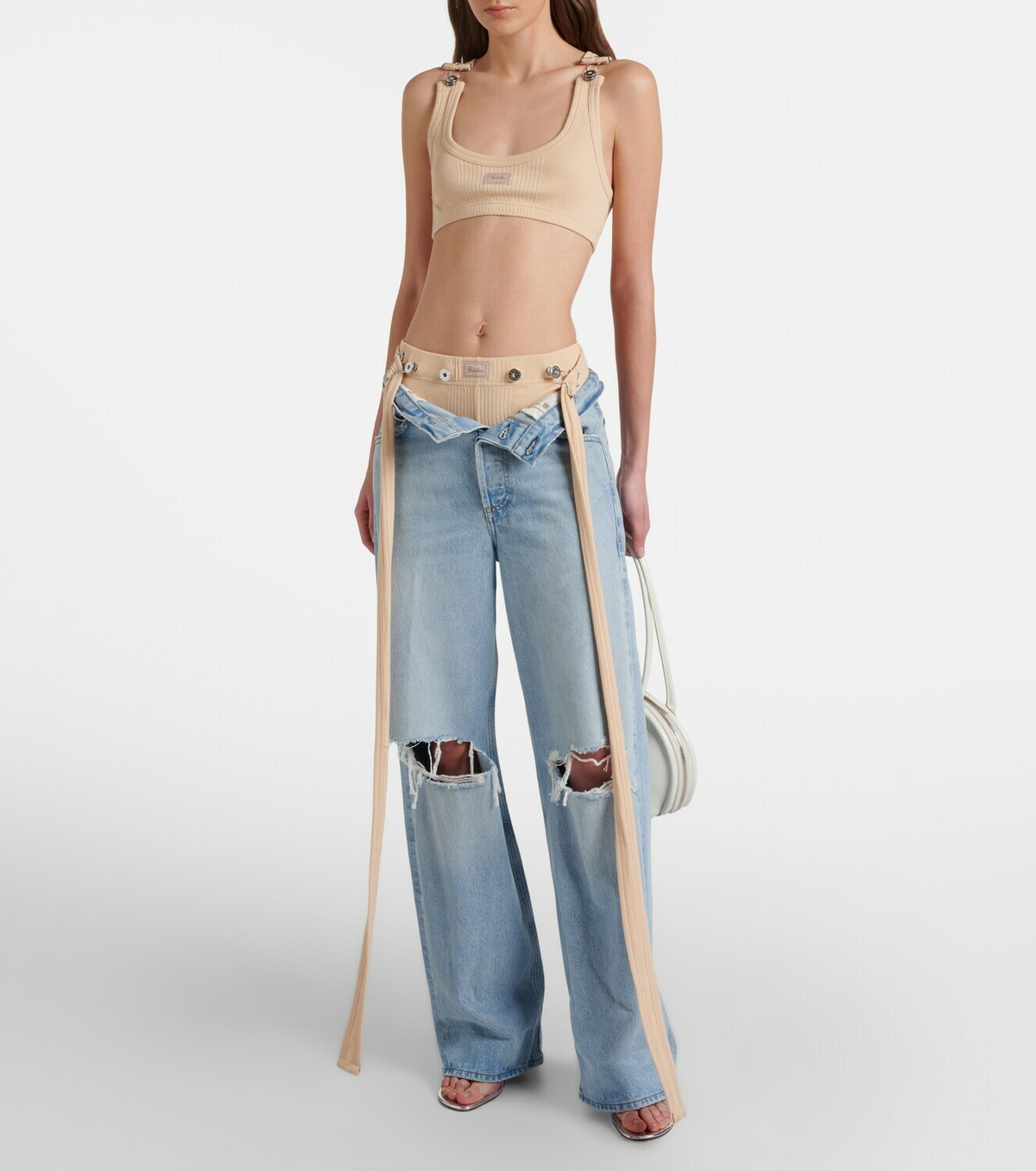 Jean Paul Gaultier Ribbed-knit cotton bra top