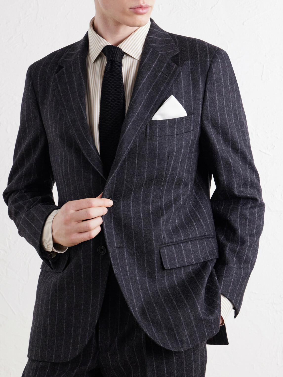 Rubinacci - Pinstriped Virgin Wool-Flannel Suit - Gray