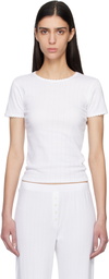 LESET White Pointelle Slim Fit T-shirt