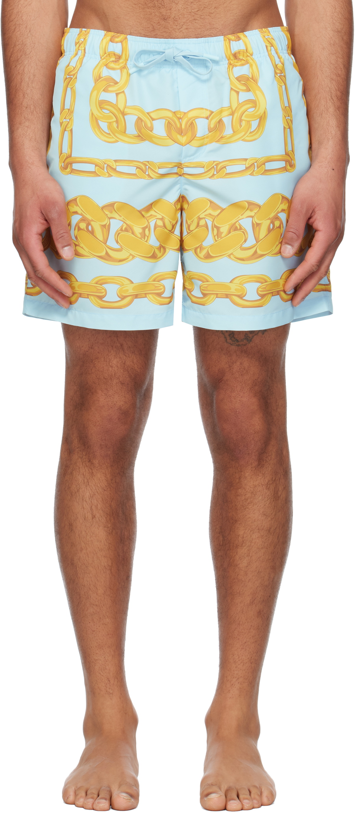 Versace Underwear Blue & Yellow Medusa Chains Swim Shorts