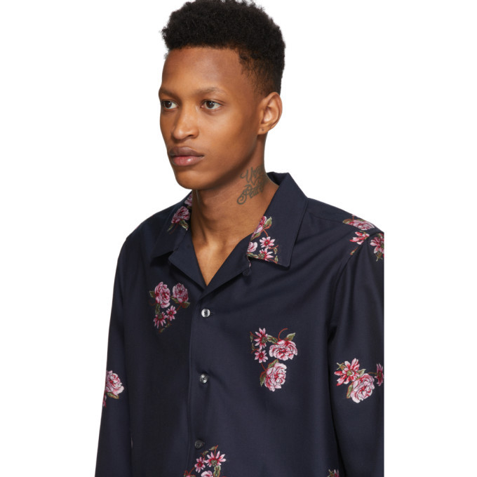 Noah NYC Navy Floral Shirt