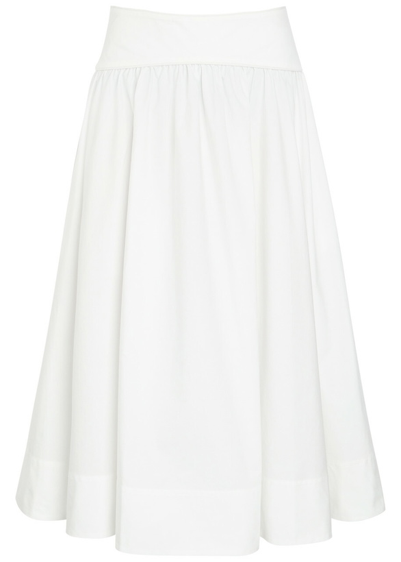 Photo: Zimmermann Gathered Cotton-poplin Midi Skirt Ivory