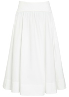 Zimmermann Gathered Cotton-poplin Midi Skirt Ivory