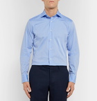 Canali - Blue Pin-Dot Stretch Cotton-Blend Shirt - Men - Blue