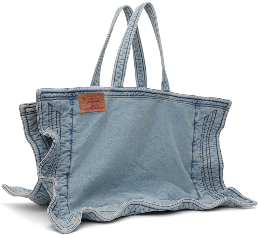 Y/Project Blue Maxi Wire Cabas Denim Tote Y/Project