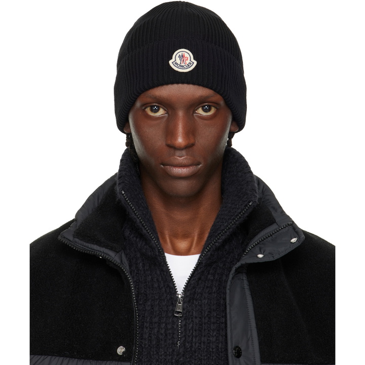 Photo: Moncler Black Logo Cotton Beanie