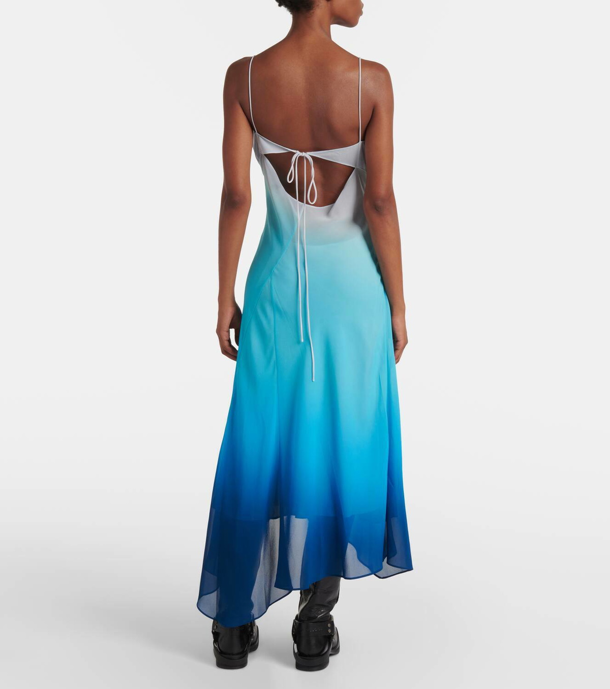 white christmas dresses Sharni Blue Ombre Chiffon Halter-Neck Maxi Dress – Club L London main image 0