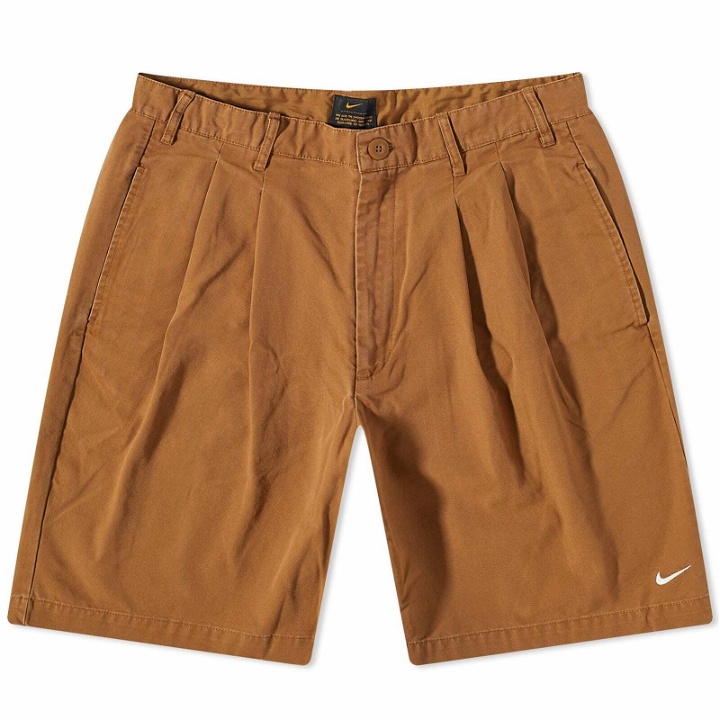 Photo: Nike Men's Life Pleated Chino Short in Ale Brown/White