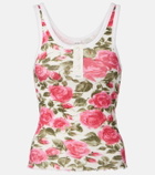 Chloé Floral ribbed cotton-blend tank top