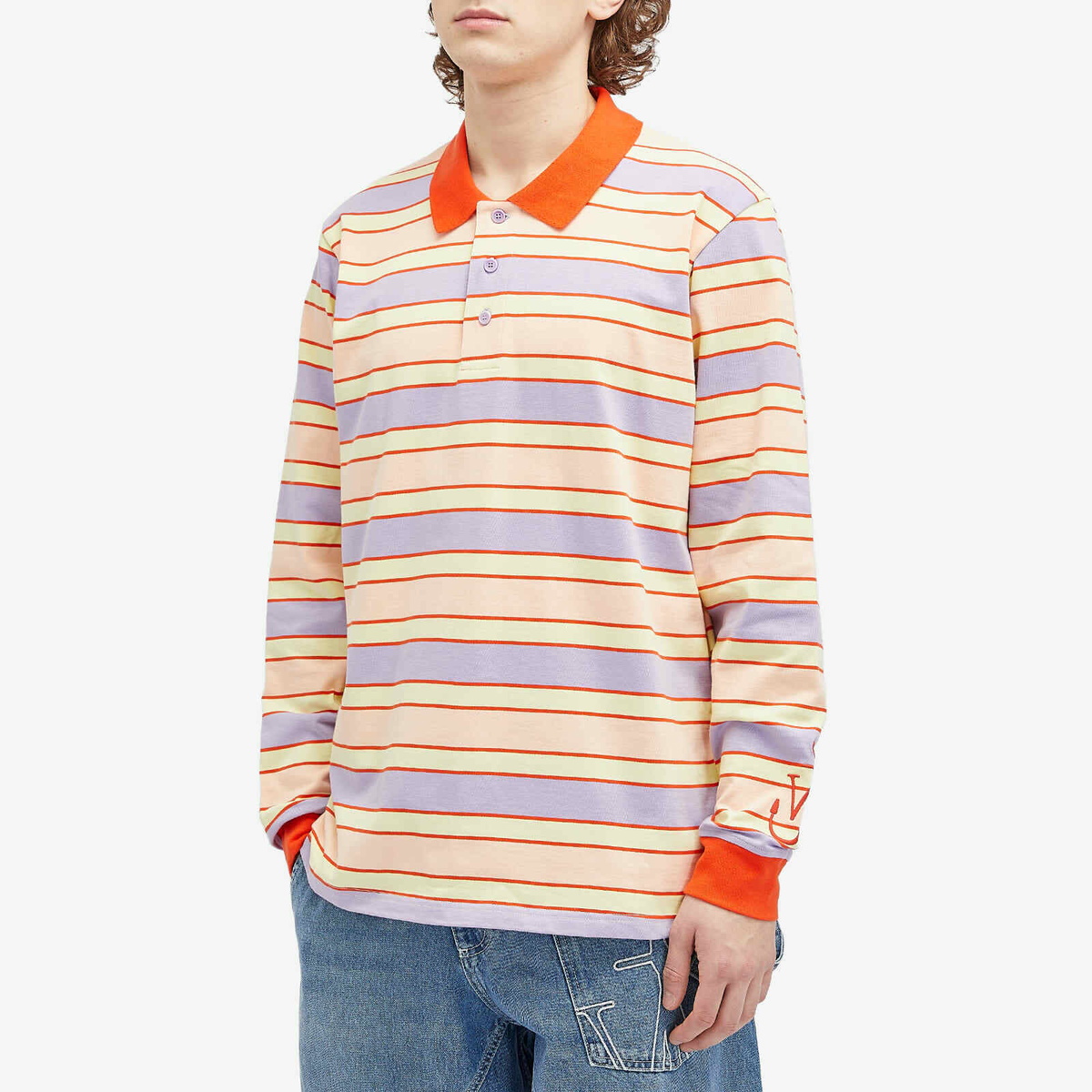 JW Anderson Men's Striped Rugby Jersey in Pink/Multi JW Anderson