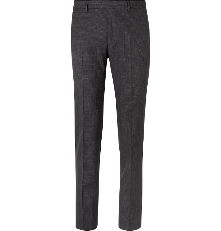 Photo: Hugo Boss - Grey Giro Slim-Fit Checked Virgin Wool Suit Trousers - Gray