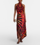 Pucci Soleil asymmetric silk twill midi skirt