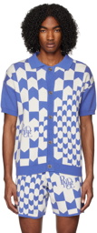 Rhude Blue & White Jacquard Polo