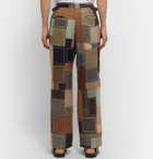 BODE - Embroidered Patchwork Cotton Trousers - Brown