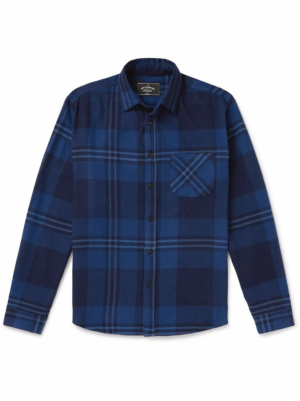 Photo: Portuguese Flannel - Arquive 82 Checked Organic Cotton-Flannel Shirt - Blue