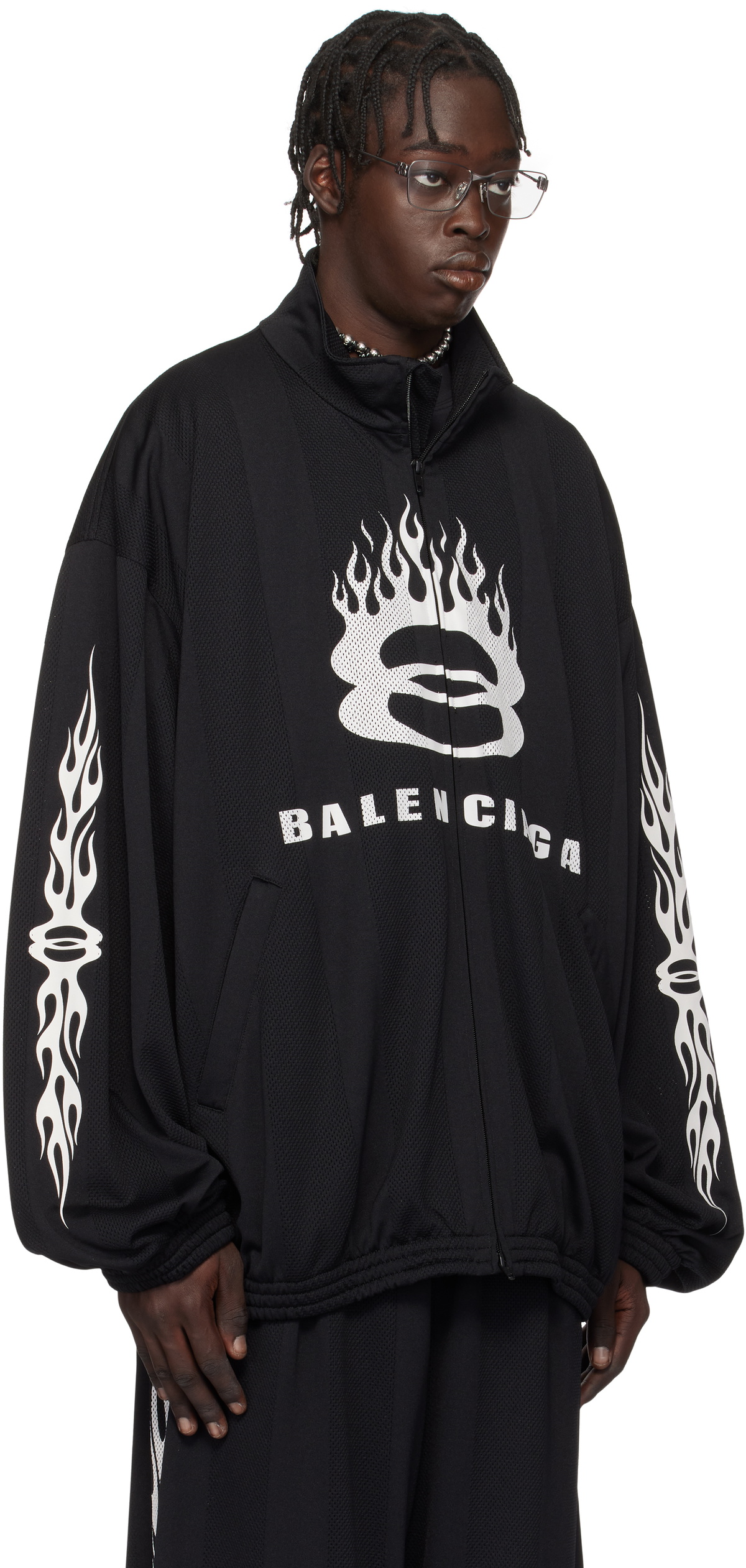 モダン♪◇STRIPED ジュード ジャケット◇BALENCIAGA Balenciaga Black Striped Mesh Track Jacket Balenciaga