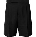 Raf Simons - Wide-Leg Pleated Stretch-Virgin Wool Shorts - Black