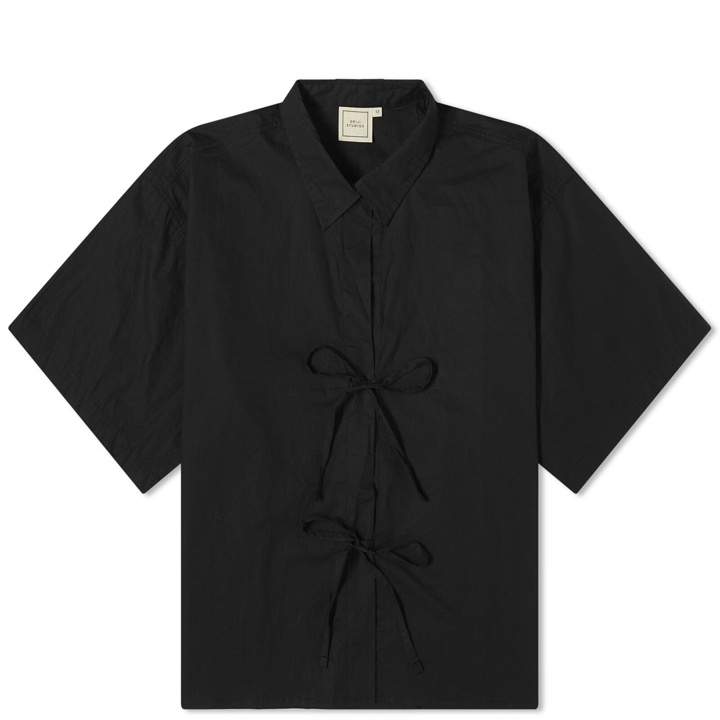 Photo: Deiji Studios Women's Tie up Short Sleeve Shirt in Black