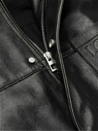 LOEWE - Logo-Embossed Distressed Leather Jacket - Black