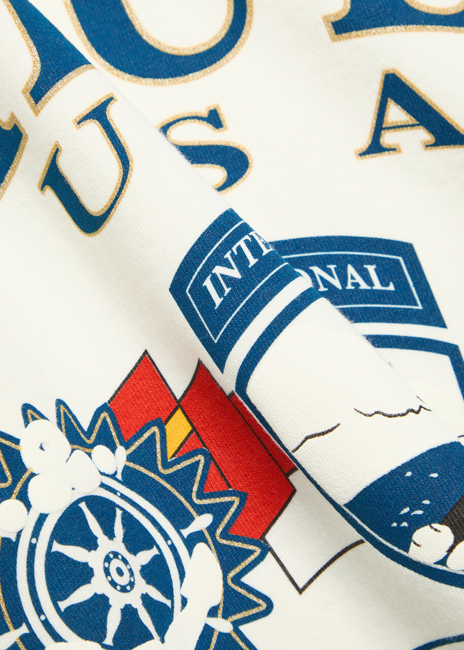 Rhude Usa Sailing Icon Printed Cotton T-shirt White