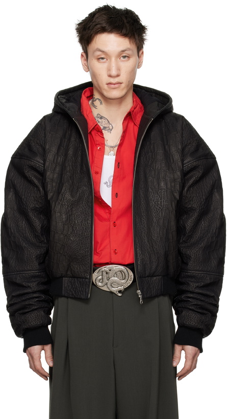 Photo: LU'U DAN Black Hooded Outlaw Leather Jacket