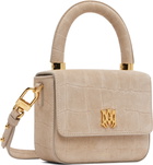 AMIRI Taupe Croc Suede Micro MA Bag