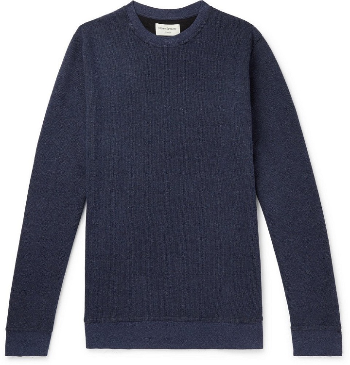 Photo: Oliver Spencer Loungewear - Ribbed Cotton-Jersey Sweatshirt - Navy