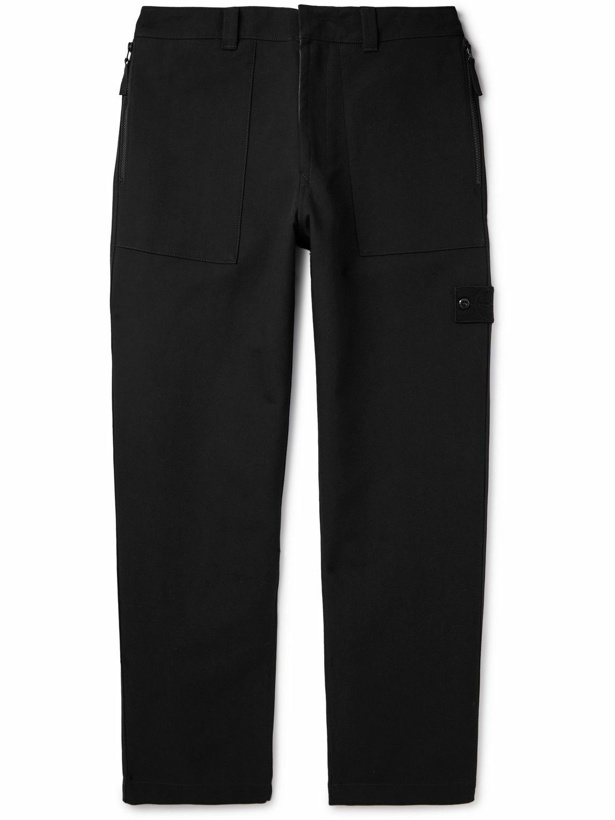 Photo: Stone Island - Ghost Straight-Leg Cropped Cotton and Wool-Blend Trousers - Black