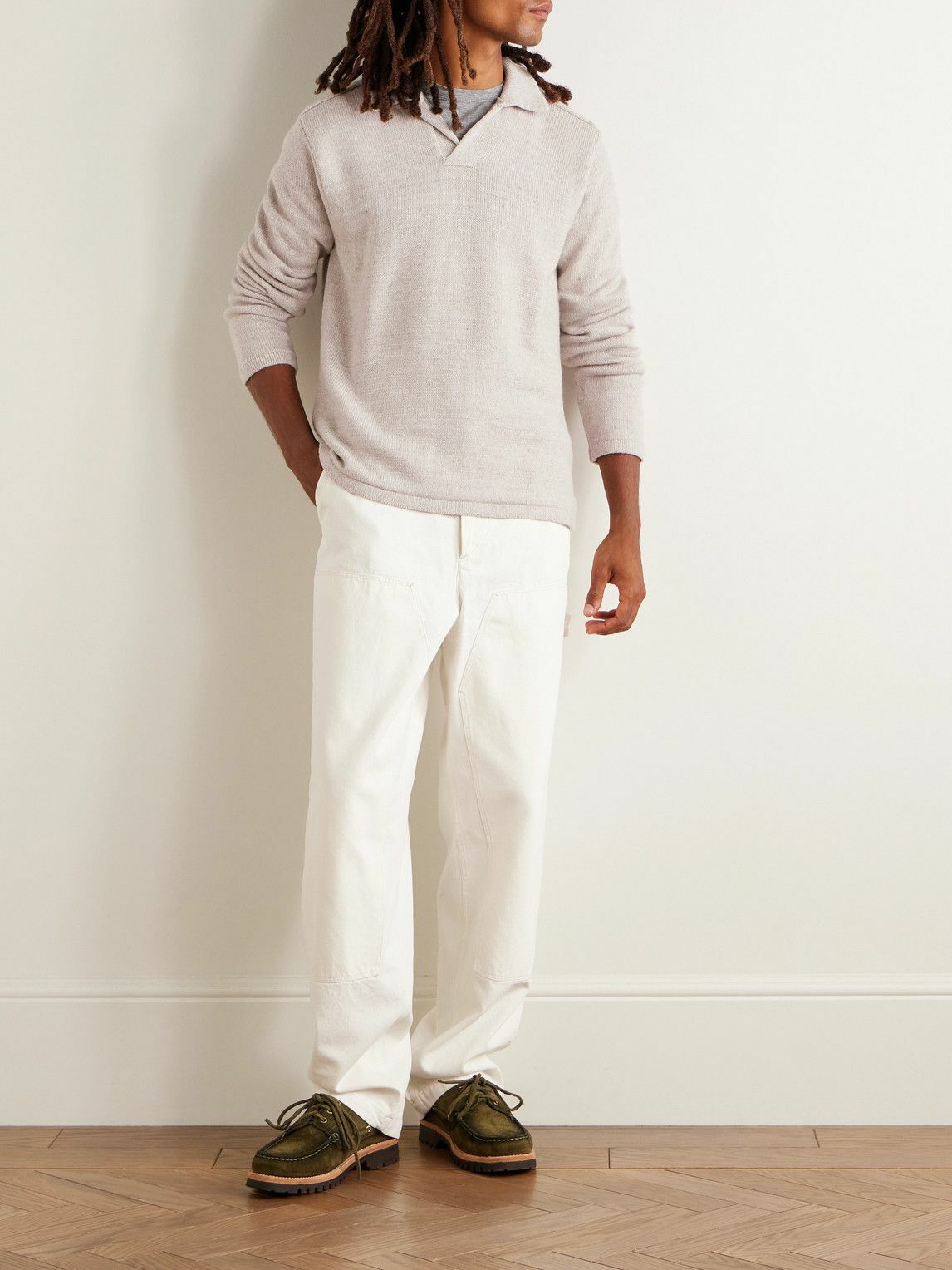 Inis Meáin - Wool and Linen-Blend Polo Shirt - Neutrals