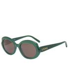 Loewe Eyewear Women's Loewe Slim Sunglasses in Shiny Dark Green/Brown 