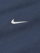 Nike - Solo Swoosh Logo-Embroidered Cotton-Blend Jersey Hoodie - Blue