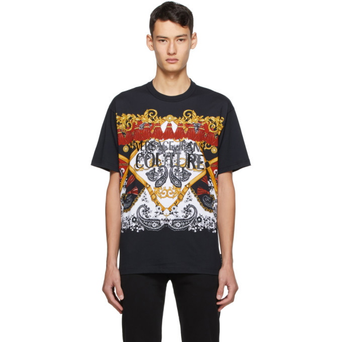 Photo: Versace Jeans Couture Black Paisley Fantasy Logo T-Shirt