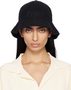 AMI Paris Black Knit 'AMI' Patch Bucket Hat