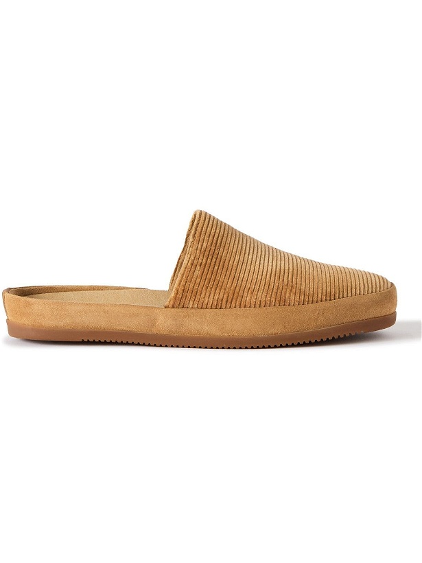 Photo: Mulo - Suede-Trimmed Corduroy Slippers - Brown