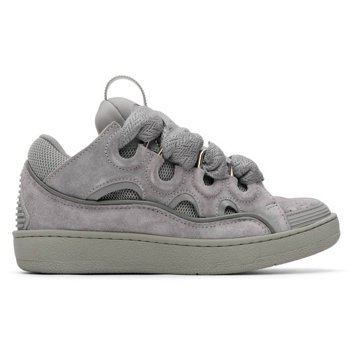 Photo: Lanvin Gray Monochrome Suede Curb Sneakers