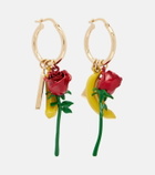 Prada Embellished enamel hoop earrings