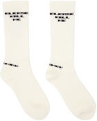 Rick Owens Drkshdw White 'Please Kill Me' Socks