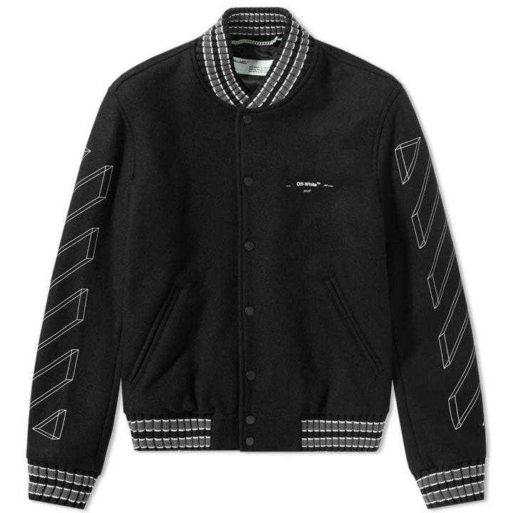 Photo: Off-White Diagonal 3D Line Skinny Varsity Jacket Black